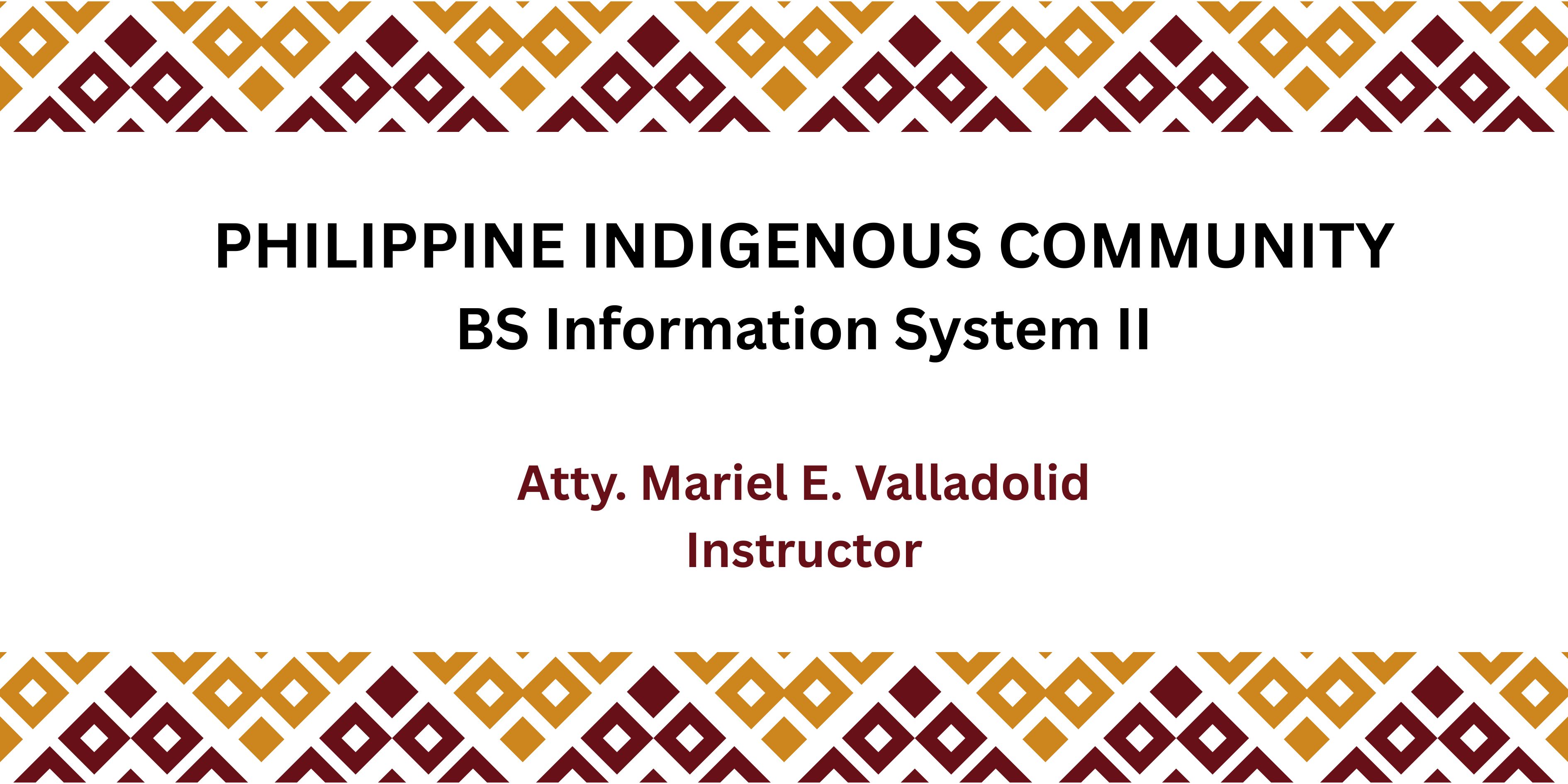 Philippine Indigenous (BSIS 2)